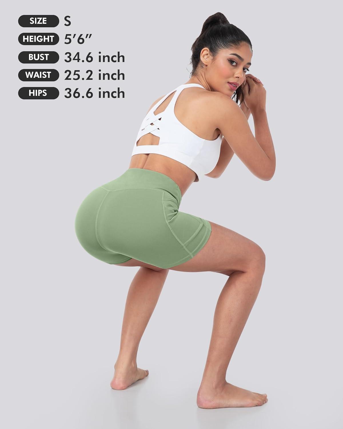 imageLZYVOO Biker Spandex Shorts Women High Waisted Tummy Control Workout Yoga Shorts with Pockets5packs BlackCrimson LakeKale GreenBlueWhite