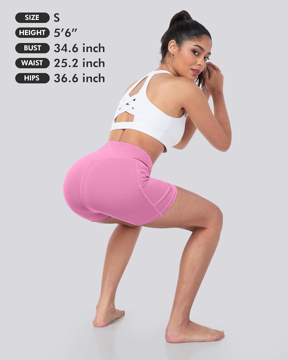 imageLZYVOO Biker Spandex Shorts Women High Waisted Tummy Control Workout Yoga Shorts with Pockets5packs BlackDark GrayBluePinkGreen