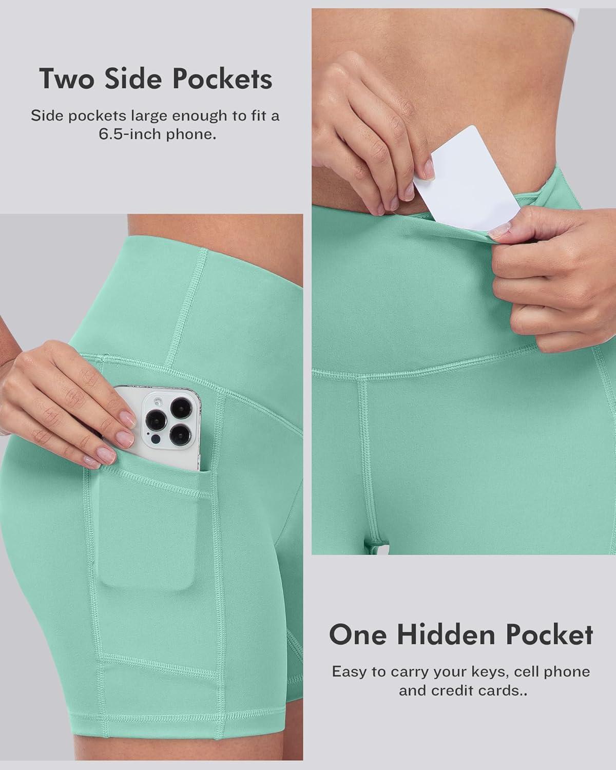 imageLZYVOO Biker Spandex Shorts Women High Waisted Tummy Control Workout Yoga Shorts with Pockets5packs BlackDark GrayBluePinkGreen