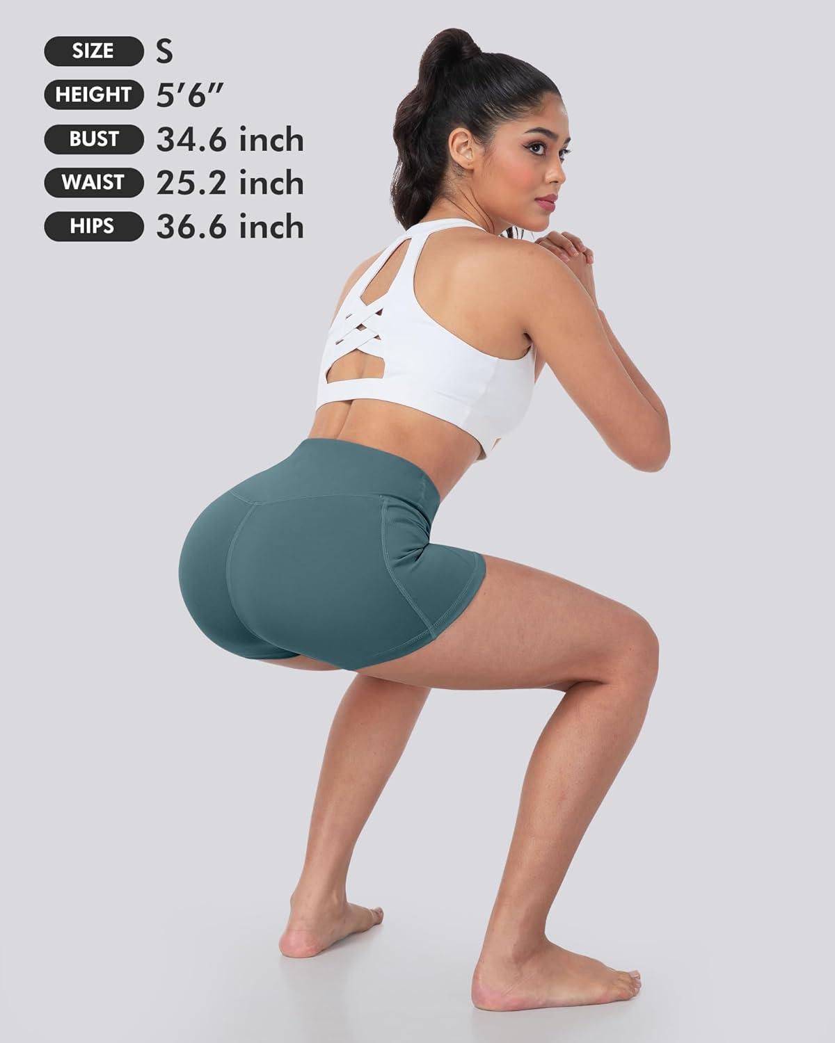 imageLZYVOO Biker Spandex Shorts Women High Waisted Tummy Control Workout Yoga Shorts with Pockets5packs BlackDark GrayTealBluePink