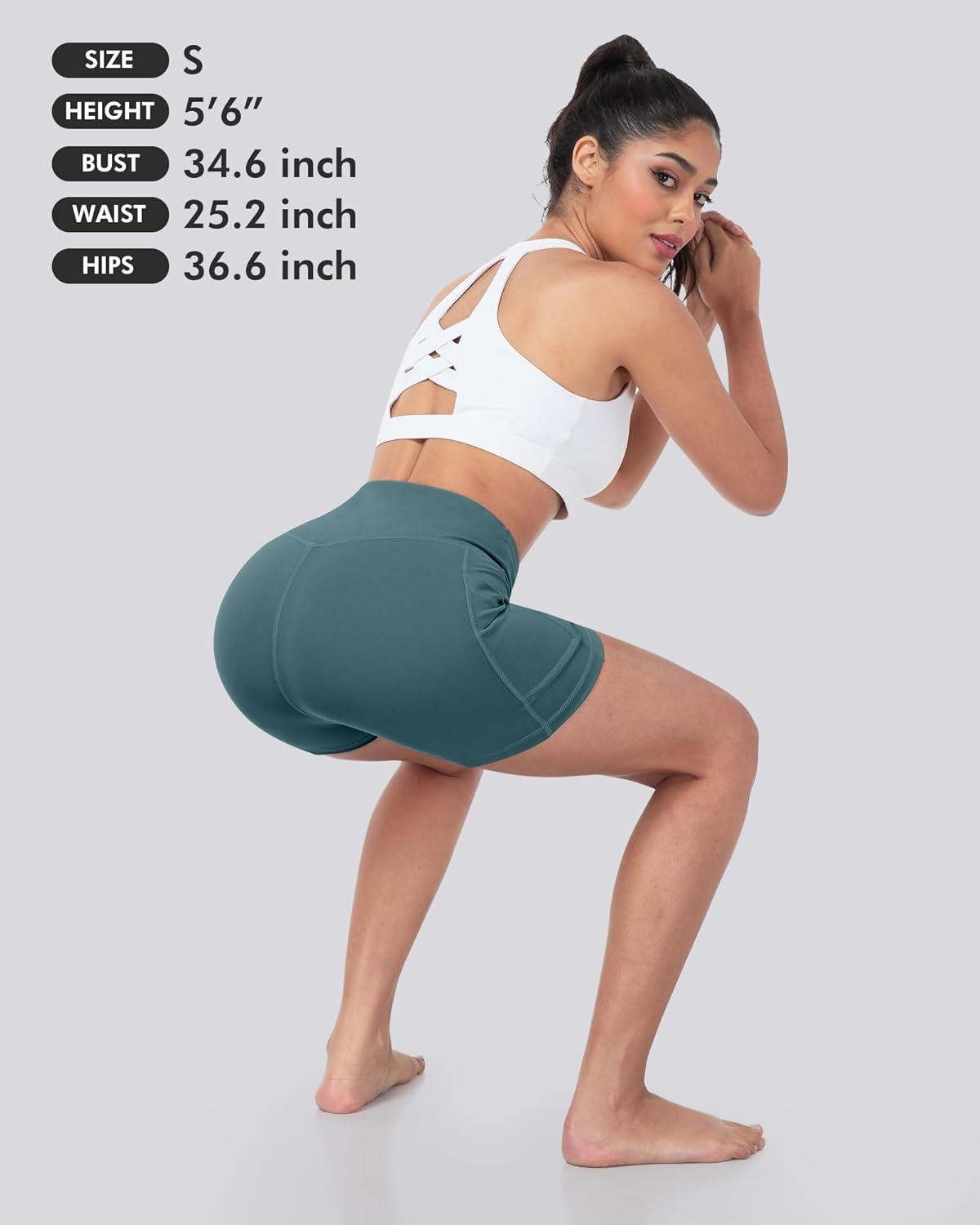 imageLZYVOO Biker Spandex Shorts Women High Waisted Tummy Control Workout Yoga Shorts with Pockets5packs BlackDark GrayTealBluePink