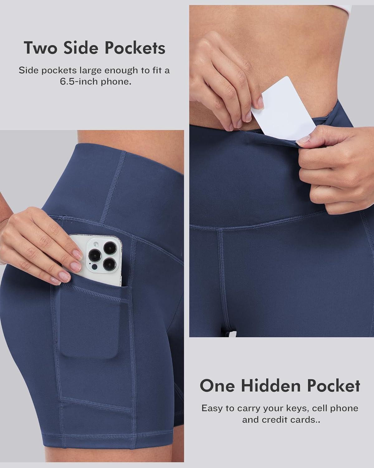 imageLZYVOO Biker Spandex Shorts Women High Waisted Tummy Control Workout Yoga Shorts with Pockets5packs BlackNavyArmy GreenDark GrayWhite