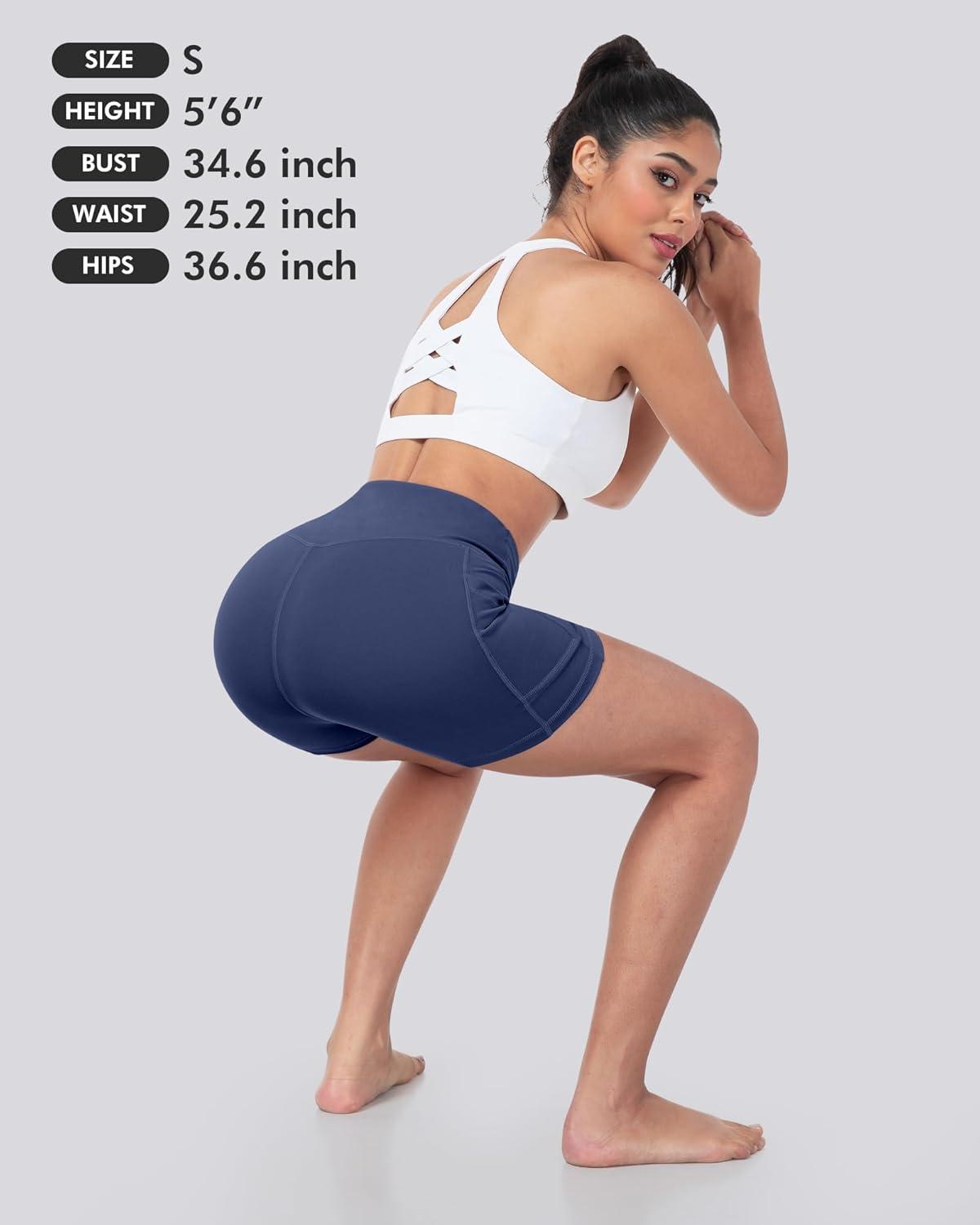 imageLZYVOO Biker Spandex Shorts Women High Waisted Tummy Control Workout Yoga Shorts with Pockets5packs BlackNavyArmy GreenDark GrayWhite