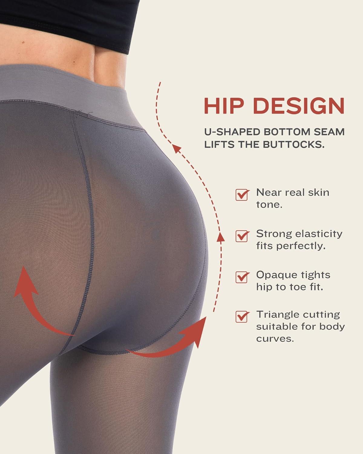 imageLZYVOO Fleece Lined Winter Tights Women Fake Translucent Warm Pantyhose Sheer Thick Thermal Tights LeggingsGrey