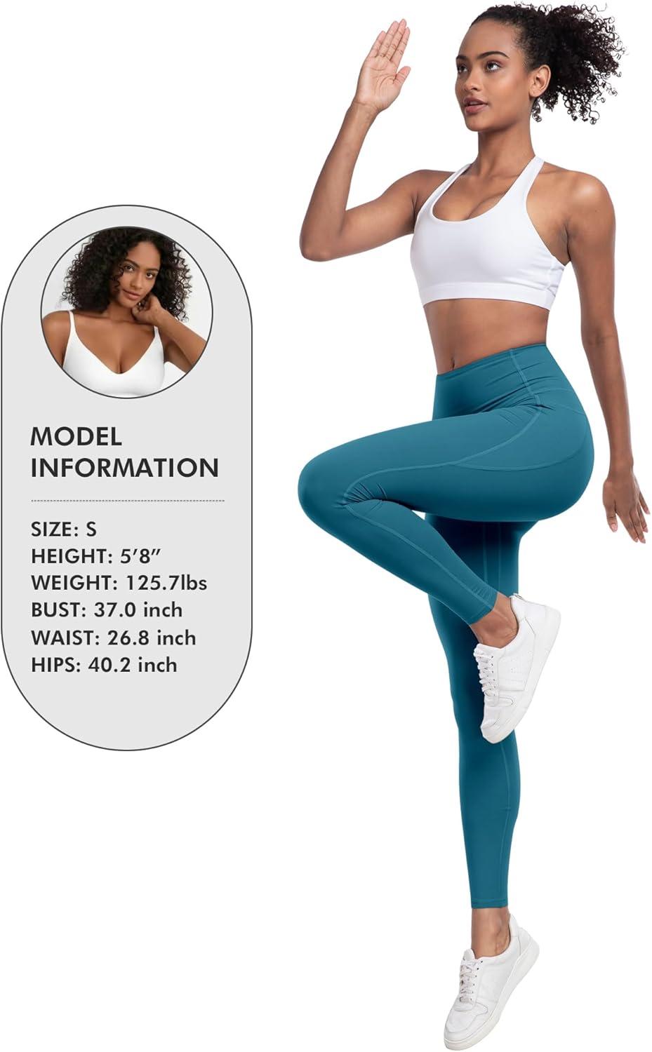 imageLZYVOO Leggings with Pockets for Women 6 Packs Soft High Waisted Tummy Control Workout Yoga Pants6 Packs Black black black neon Pink turquoise teal