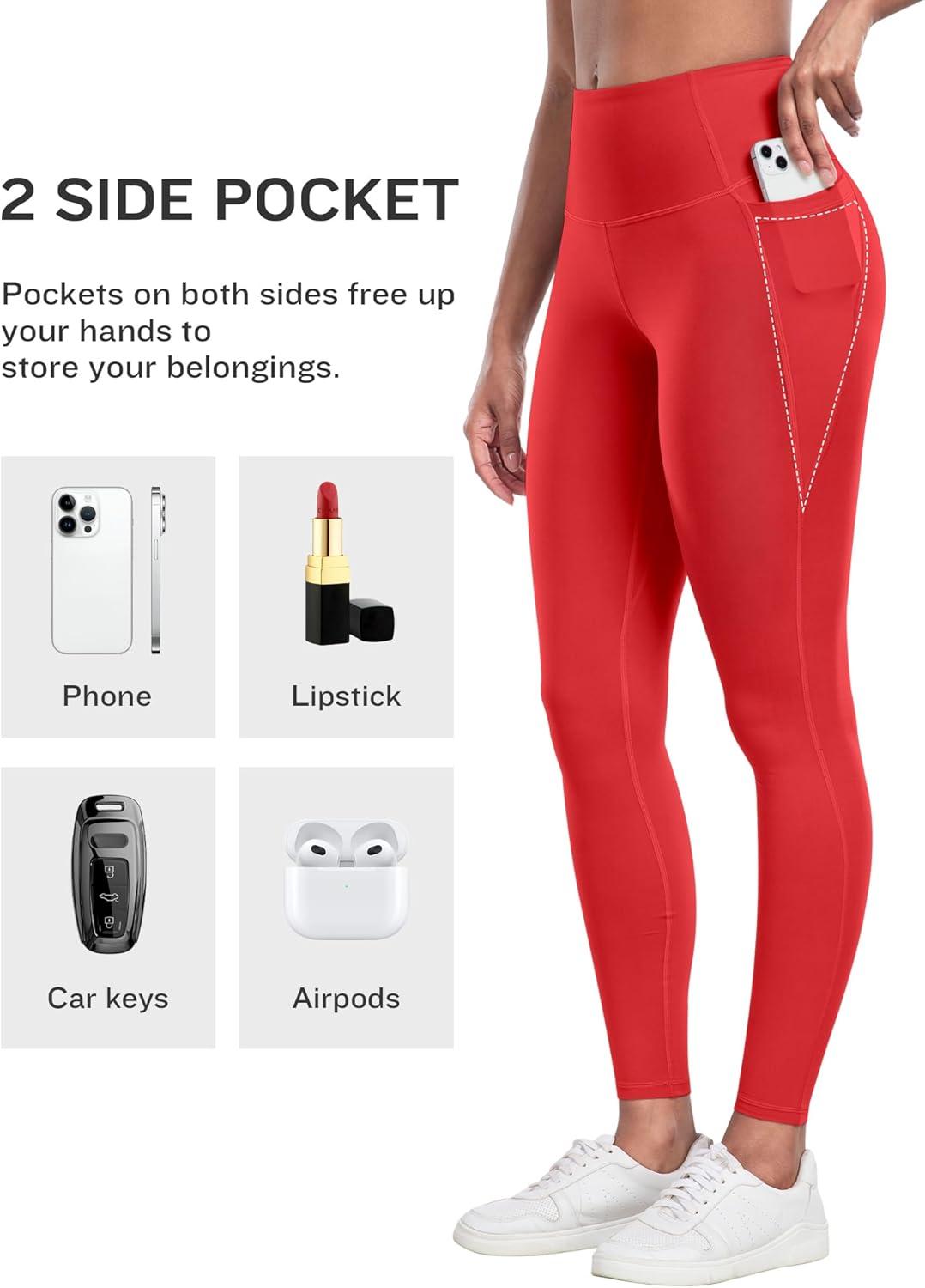 imageLZYVOO Leggings with Pockets for Women 6 Packs Soft High Waisted Tummy Control Workout Yoga Pants6 Packs Black gray navy brown royal Blue red