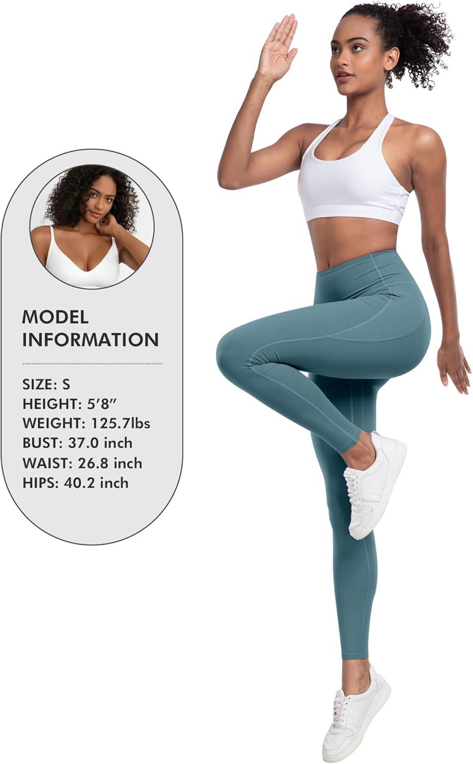 imageLZYVOO Leggings with Pockets for Women 6 Packs Soft High Waisted Tummy Control Workout Yoga Pants6 Packs Black gray navy lilac Pink teal blue