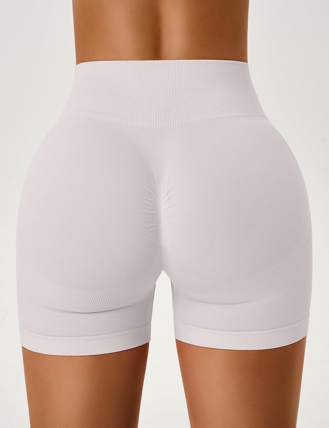 imageOLCHEE Womens Workout Shorts Seamless Scrunch Butt Lifting 3 Pack Yoga Gym Athletic High Waisted Tummy Control Booty 41quotStyle2black Beige Navy