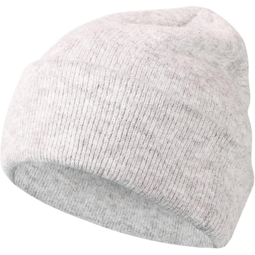 imageAchiou Beanie Hat for Women Men Warm Cuffed Knit Hat for Skiing Running Outdoor SportsBeige
