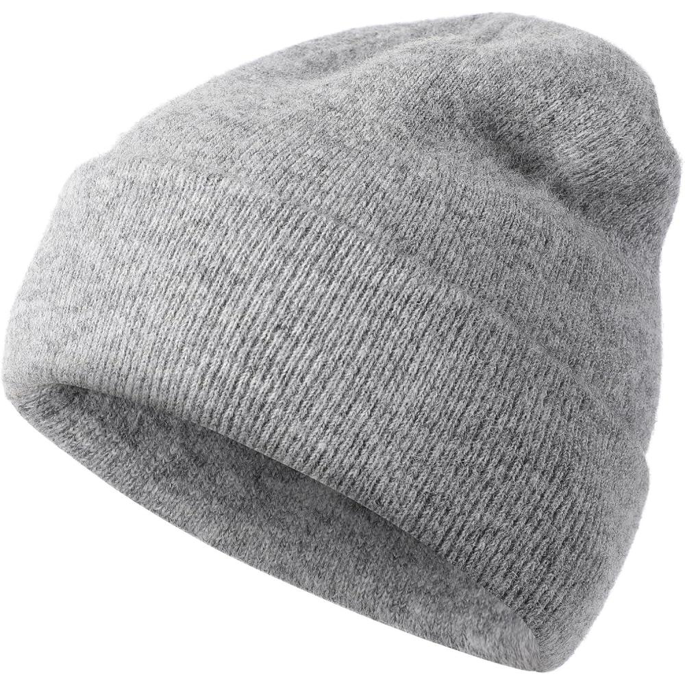 imageAchiou Beanie Hat for Women Men Warm Cuffed Knit Hat for Skiing Running Outdoor SportsGray