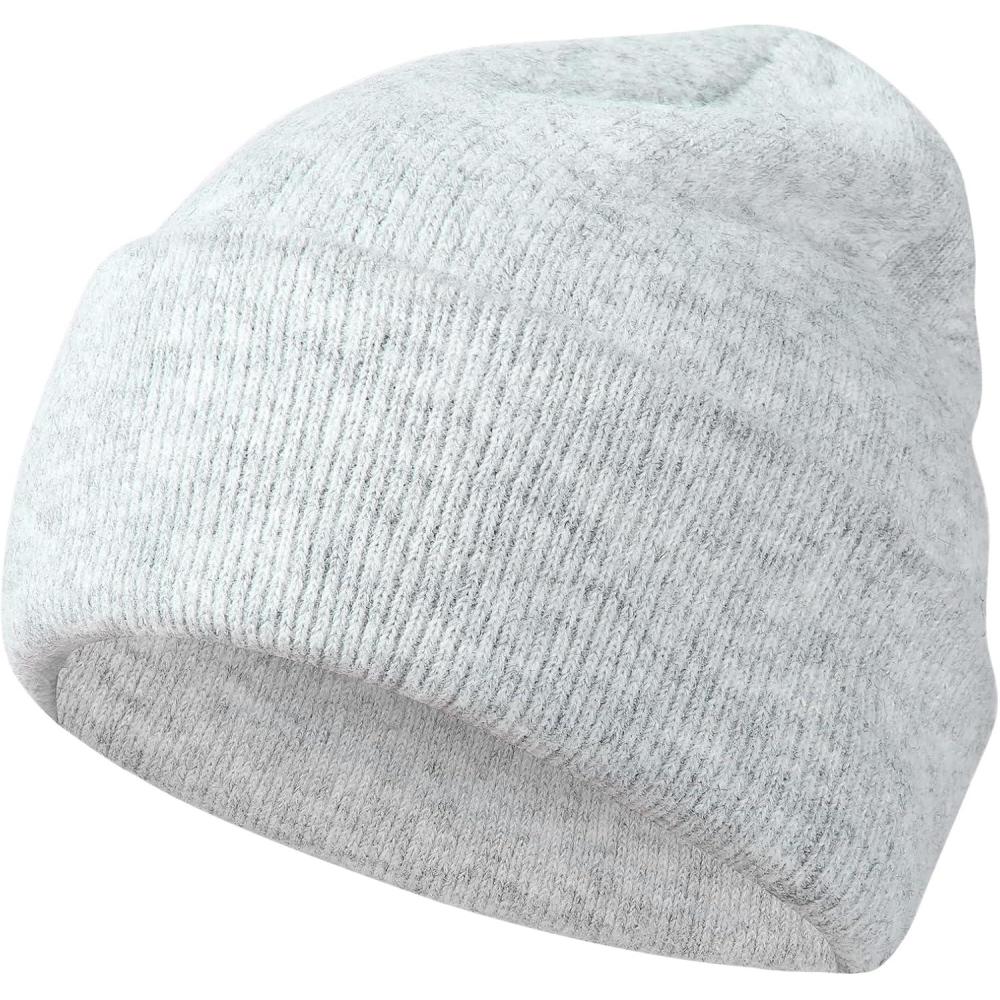 imageAchiou Beanie Hat for Women Men Warm Cuffed Knit Hat for Skiing Running Outdoor SportsLight Grey
