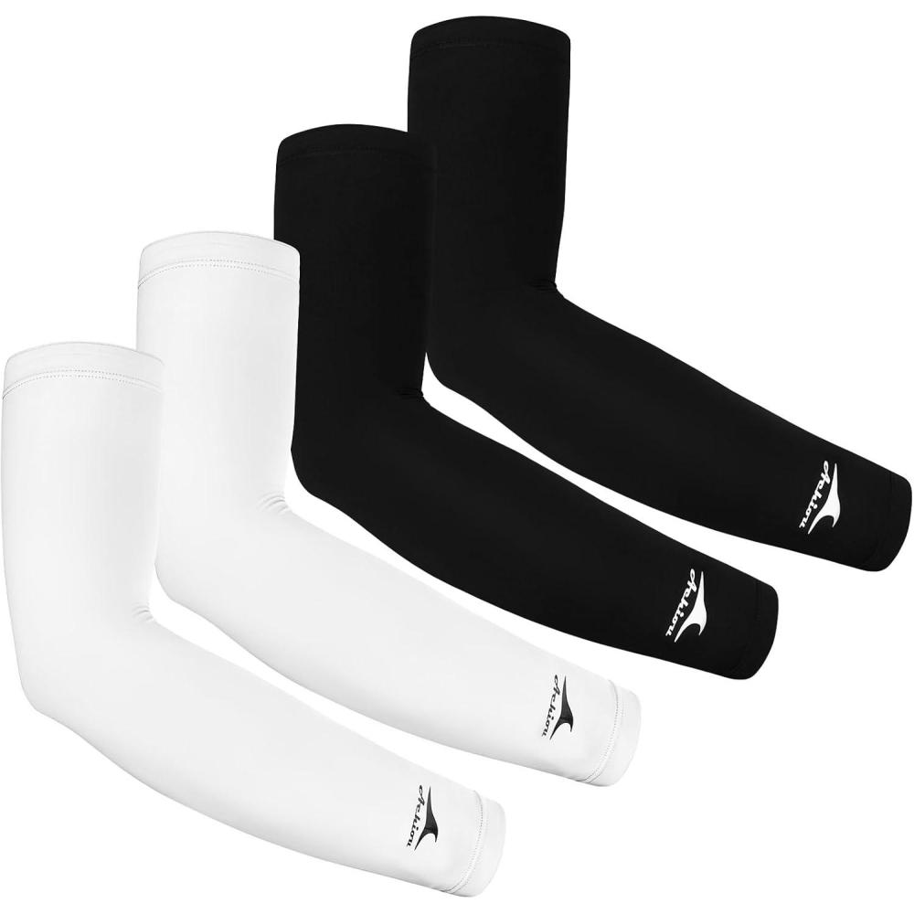 imageAchiou Cooling Ice Silk Arm Sleeves Summer UV Sun Protection Compression Sleeves UPF 50 for Women Volleyball Youth Sports4 Pairs 2 Pairs Black 2 Pairs White