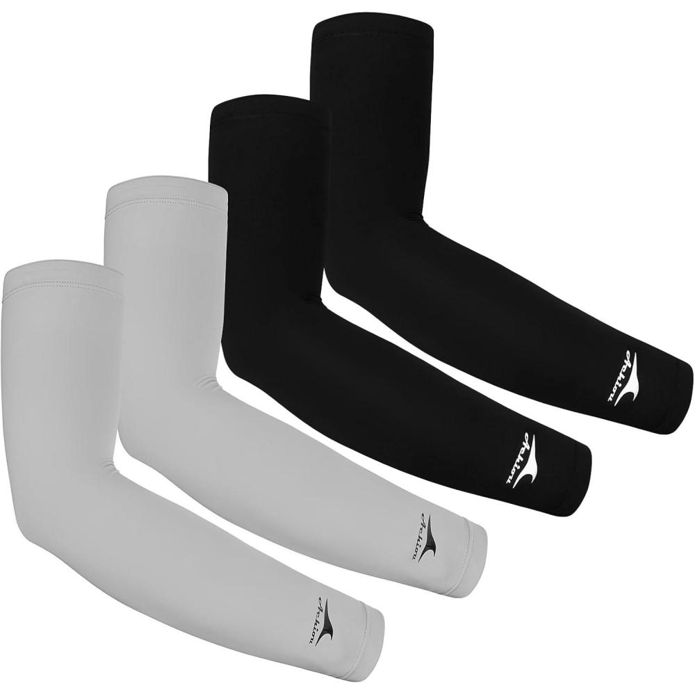 imageAchiou Cooling Ice Silk Arm Sleeves Summer UV Sun Protection Compression Sleeves UPF 50 for Women Volleyball Youth Sports4 Pairs 2 Pairs Black 2 Pairs Gray