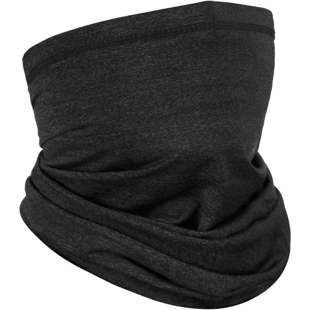 imageAchiou Neck Gaiter Face Cover Scarf UV Protection Mask for Men and WomenSoft Windproof Hiking Cycling RunningHemp Black