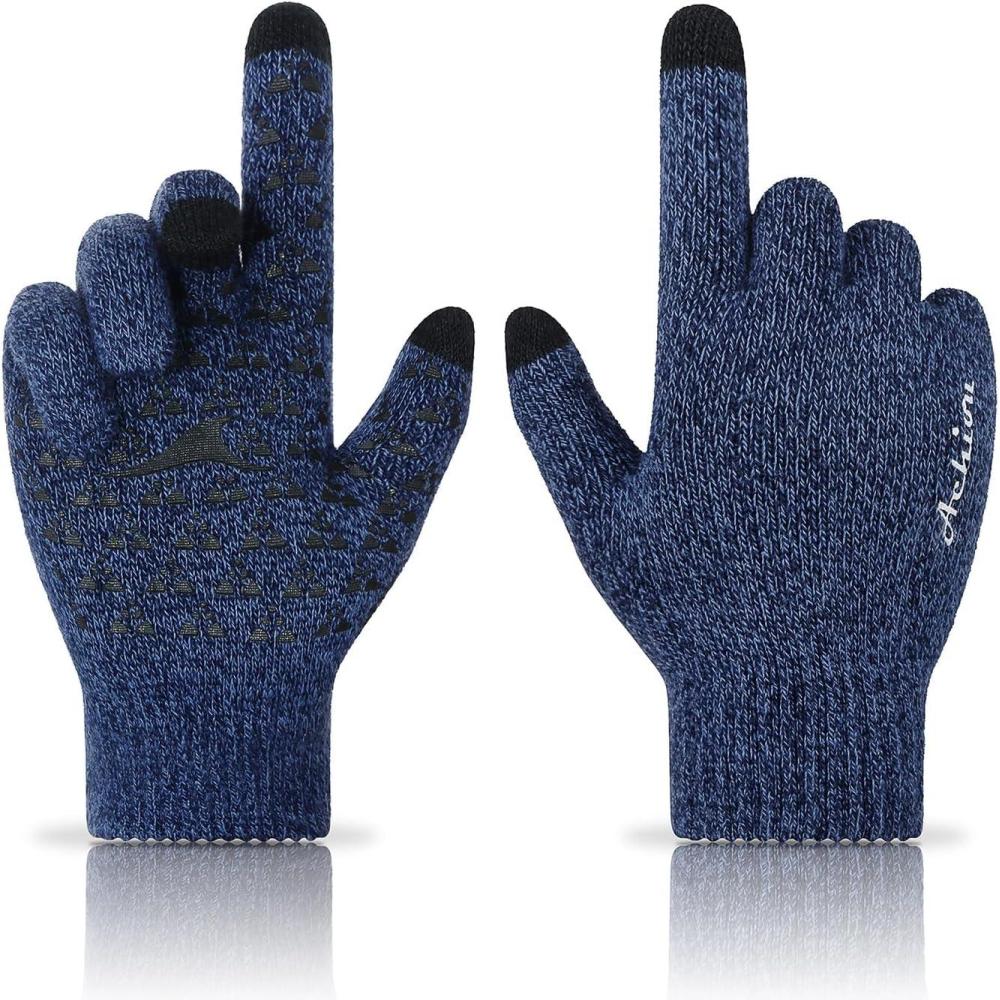 imageAchiou Winter Gloves Glove for Men Women Upgraded Touch Screen Texting Warm Running with Thermal Soft Knit LiningBlue