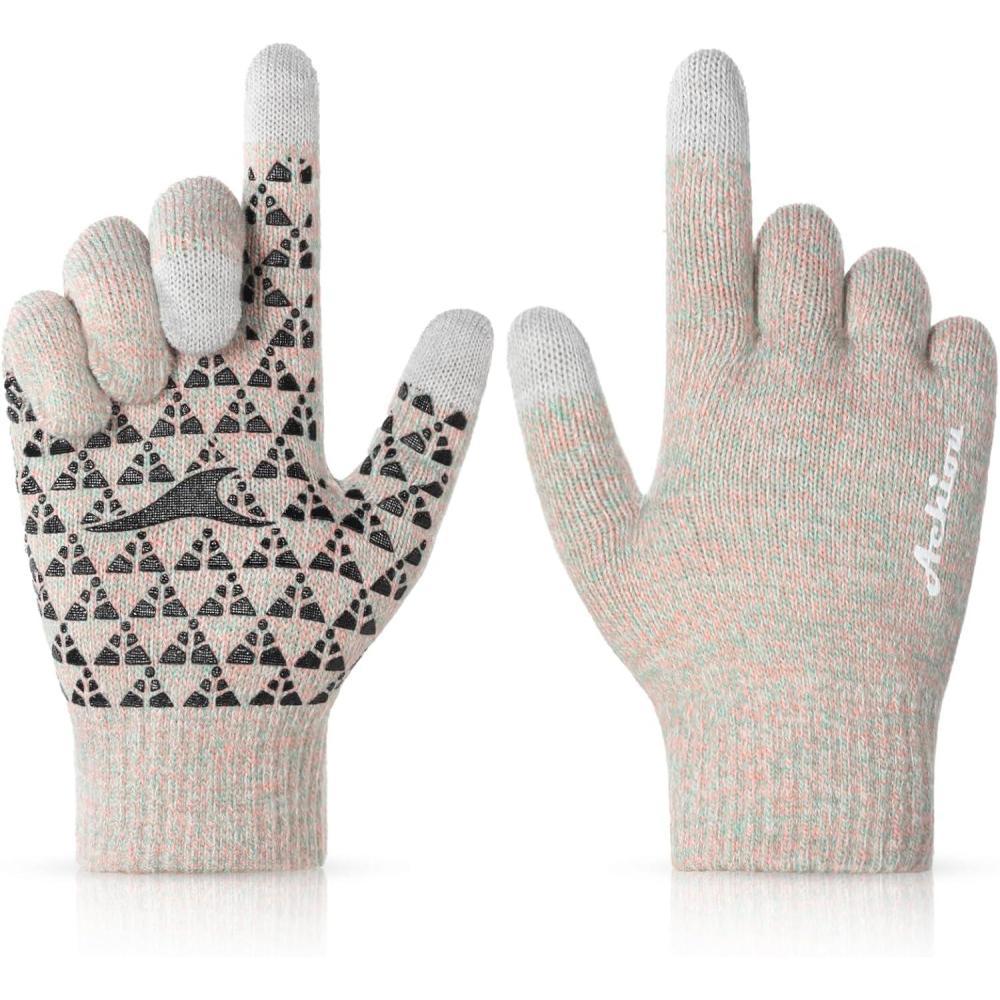imageAchiou Winter Gloves Glove for Men Women Upgraded Touch Screen Texting Warm Running with Thermal Soft Knit LiningPlumpink