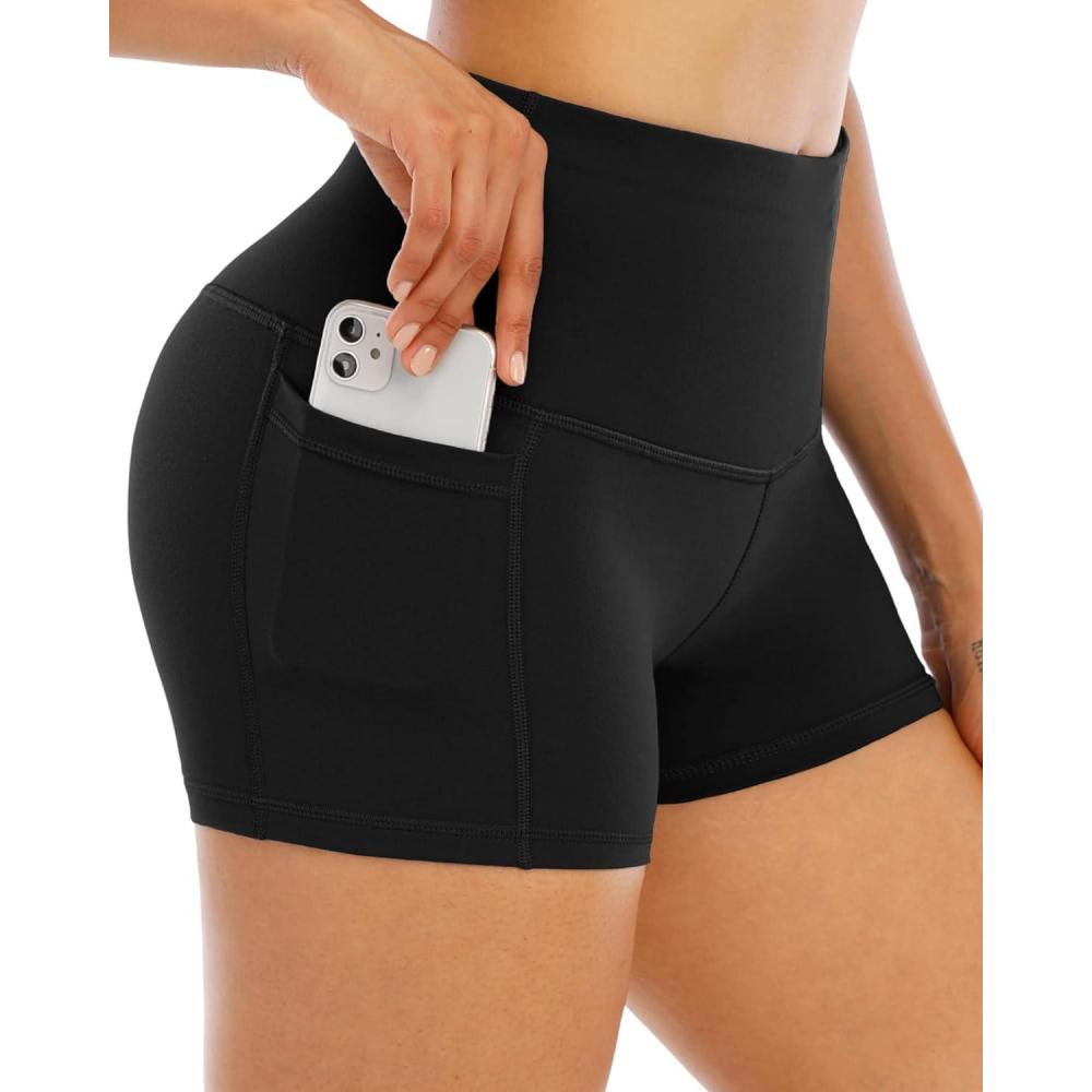imageLZYVOO Biker Spandex Shorts Women High Waisted Tummy Control Workout Yoga Shorts with Pockets1 Packs  3 Black