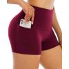imageLZYVOO Spandex Shorts for Women with PocketsWomens High Waisted Yoga Workout Booty Shorts3quot BurgundyM
