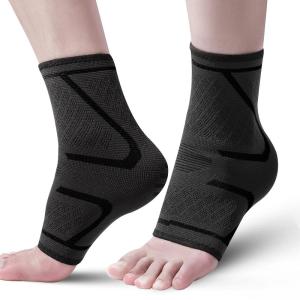 Achiou Ankle Brace for Women & Men, Ankle Compression Sleeve Support Socks (Pair) for Plantar Fasciitis, Arch Support, Sprained Gambrel, Achilles Tendonitis, Heel Spurs, Joint Pain(Black)