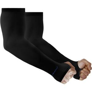 Achiou Arm Sun Sleeves Compression UV Protection Cooling for Men Women Summer Sunblock Basketball Football, Cover Arms Tattoo(1 Pair: Black)
