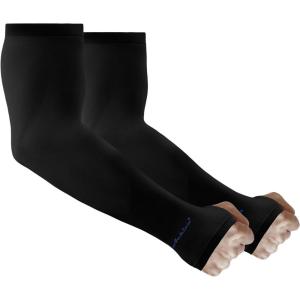 Achiou Arm Sun Sleeves Compression UV Protection Cooling for Men Women Summer Sunblock Basketball Football, Cover Arms Tattoo(2 Pairs: Black)