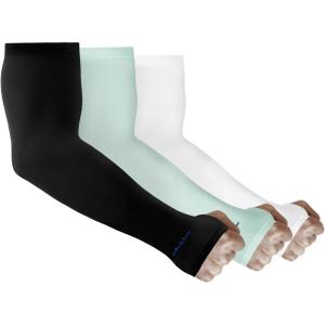 Achiou Arm Sun Sleeves Compression UV Protection Cooling for Men Women Summer Sunblock Basketball Football, Cover Arms Tattoo(3 Pairs: Black white blue)