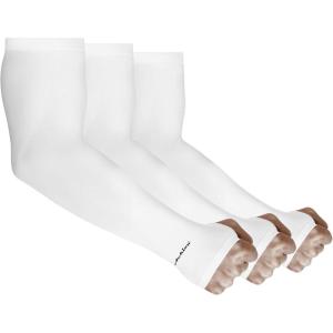 Achiou Arm Sun Sleeves Compression UV Protection Cooling for Men Women Summer Sunblock Basketball Football, Cover Arms Tattoo(3 Pairs: White)