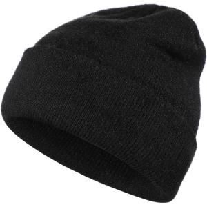 Achiou Beanie Hat for Women Men, Warm Cuffed Knit Hat for Skiing Running Outdoor Sports(Black)