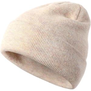 Achiou Beanie Hat for Women Men, Warm Cuffed Knit Hat for Skiing Running Outdoor Sports(Pale Yellow)