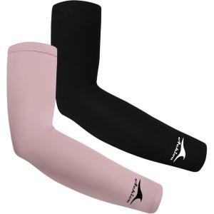 Achiou Cooling Ice Silk Arm Sleeves, Summer UV Sun Protection Compression Sleeves UPF 50+ for Women Volleyball Youth Sports(2 Pairs: 1pair Black 1 Pair Pink)