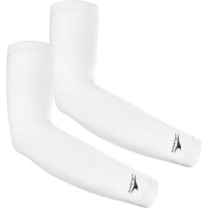 Achiou Cooling Ice Silk Arm Sleeves, Summer UV Sun Protection Compression Sleeves UPF 50+ for Women Volleyball Youth Sports(2 Pairs: White)