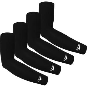 Achiou Cooling Ice Silk Arm Sleeves, Summer UV Sun Protection Compression Sleeves UPF 50+ for Women Volleyball Youth Sports(4 Pairs: Black)