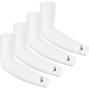 Achiou Cooling Ice Silk Arm Sleeves, Summer UV Sun Protection Compression Sleeves UPF 50+ for Women Volleyball Youth Sports(4 Pairs: White)