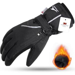 Achiou Ski Snow Gloves Waterproof Touchscreen Winter Warm for Men Women with Portable Pocket(Small)
