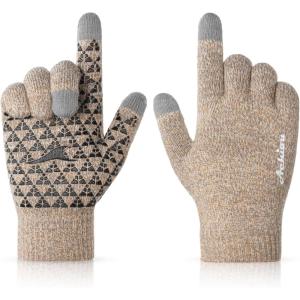 Achiou Winter Gloves, Glove for Men Women, Upgraded Touch Screen Texting Warm Running with Thermal Soft Knit Lining(Almondcamel)