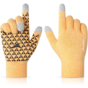 Achiou Winter Gloves, Glove for Men Women, Upgraded Touch Screen Texting Warm Running with Thermal Soft Knit Lining(Angelyellow)