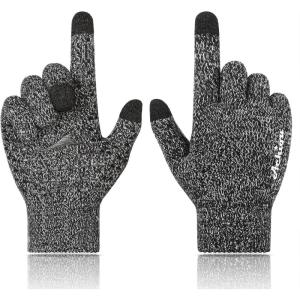 Achiou Winter Gloves, Glove for Men Women, Upgraded Touch Screen Texting Warm Running with Thermal Soft Knit Lining(Black & White)