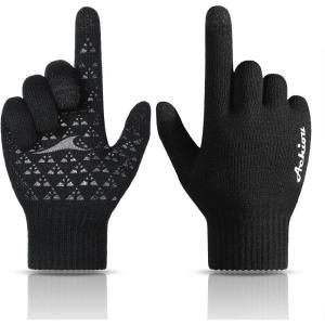 Achiou Winter Gloves, Glove for Men Women, Upgraded Touch Screen Texting Warm Running with Thermal Soft Knit Lining(Black)