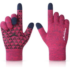 Achiou Winter Gloves, Glove for Men Women, Upgraded Touch Screen Texting Warm Running with Thermal Soft Knit Lining(Blueberryred)