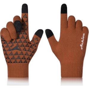 Achiou Winter Gloves, Glove for Men Women, Upgraded Touch Screen Texting Warm Running with Thermal Soft Knit Lining(Burnt Orange)
