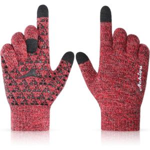 Achiou Winter Gloves, Glove for Men Women, Upgraded Touch Screen Texting Warm Running with Thermal Soft Knit Lining(Cinnabarred)