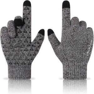 Achiou Winter Gloves, Glove for Men Women, Upgraded Touch Screen Texting Warm Running with Thermal Soft Knit Lining(Coffee & White)