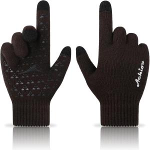 Achiou Winter Gloves, Glove for Men Women, Upgraded Touch Screen Texting Warm Running with Thermal Soft Knit Lining(Coffee)