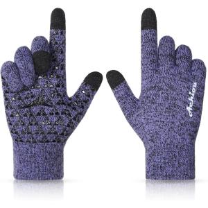 Achiou Winter Gloves, Glove for Men Women, Upgraded Touch Screen Texting Warm Running with Thermal Soft Knit Lining(Cromepurple)
