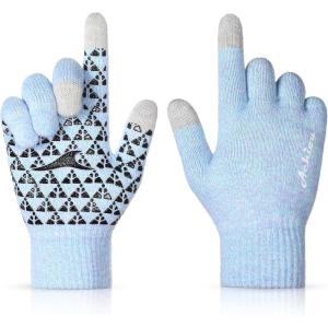 Achiou Winter Gloves, Glove for Men Women, Upgraded Touch Screen Texting Warm Running with Thermal Soft Knit Lining(Crystalblue)