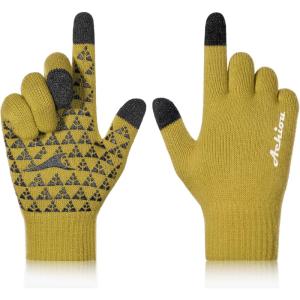 Achiou Winter Gloves, Glove for Men Women, Upgraded Touch Screen Texting Warm Running with Thermal Soft Knit Lining(Lemon)