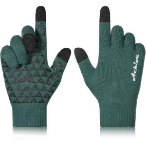 Achiou Winter Gloves, Glove for Men Women, Upgraded Touch Screen Texting Warm Running with Thermal Soft Knit Lining(Light Green)
