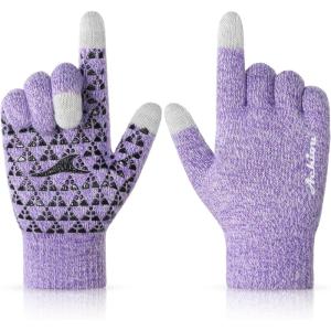 Achiou Winter Gloves, Glove for Men Women, Upgraded Touch Screen Texting Warm Running with Thermal Soft Knit Lining(Lilacpurple)