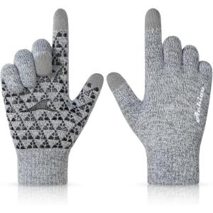 Achiou Winter Gloves, Glove for Men Women, Upgraded Touch Screen Texting Warm Running with Thermal Soft Knit Lining(Parisgrey)