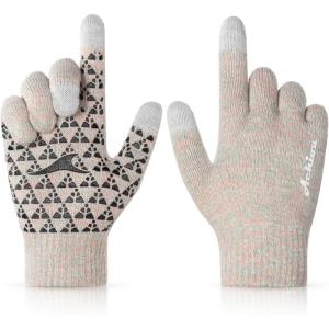 Achiou Winter Gloves, Glove for Men Women, Upgraded Touch Screen Texting Warm Running with Thermal Soft Knit Lining(Plumpink)